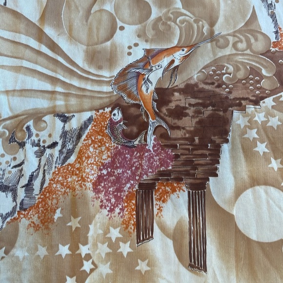 Vintage Mid Mod Asian Style Fabric - Picture 3 of 7